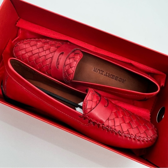 NWT Robert Zur Petra Loafer Vermillon Leather Shoe Slip On Y2K Moccasin Red 8.5 - Picture 8 of 10
